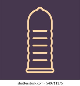 Ribbed Condom Minimal Flat Line Outline Stroke Icon Pictogram Symbol