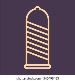 Ribbed Condom Minimal Flat Line Outline Stroke Icon Pictogram Symbol