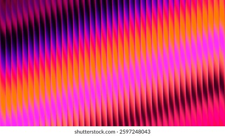 Ribbed futuristic fractal glass texture with bright dreamy gradient of purple pink colors. Bold dynamic design blending soft bright rich deep colors and geometry for modern visual art project. Vector
