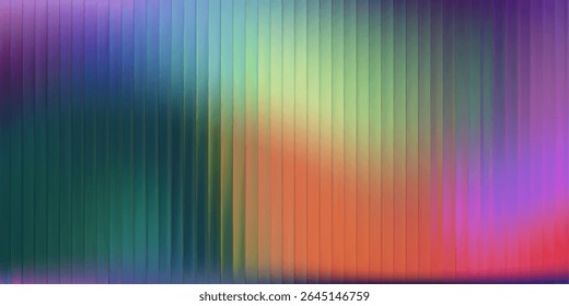 Ribbed glass background with gradient abstract blue pattern and color effect. Neon line blur adds iridescent graphic light to wave vector texture for premium modern design.