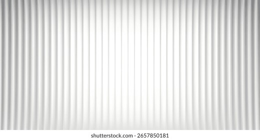 Ribbed glass corrugated plastic background with abstract line patterns and 3D gradient effects. Premium silver metal textures for windows or architectural wall designs. Polycarbonate prism overlay.