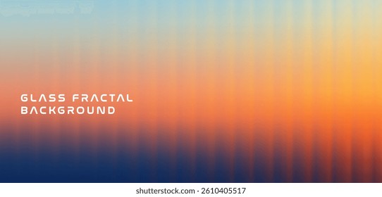 Ribbed glass effect Abstract background. Glass fractal gradient banner with vibrant gradients smooth fluted vertical lines.