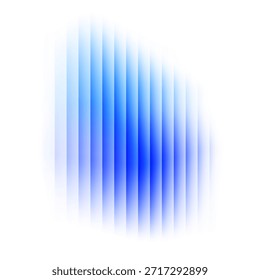 Ribbed glass effect abstract blue spot. Vector liquid holographic blurred striped gradient element