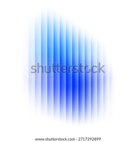 Ribbed glass effect abstract blue spot. Vector liquid holographic blurred striped gradient element