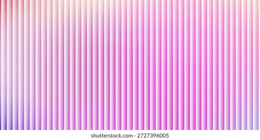 Ribbed glass effect background. Reeded transparent plastic wall. Blue iridescent gradient pattern. Abstract corrugated glass texture, neon light. Pearlescent holographic backdrop. Deep purple glow bg