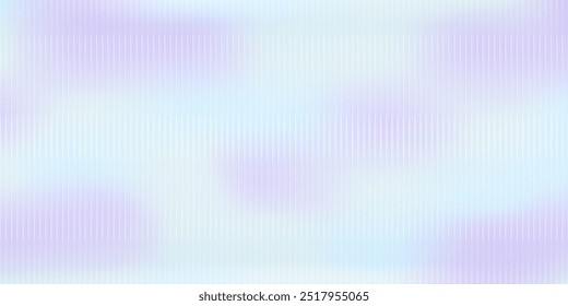 Ribbed Glass empty background. Blurred effect violet blue banner with copy space. Refraction texture acrylic bath separation wall. Vertical line stripes pastel polycarbonate panel.