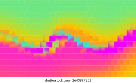 Fundo de gradiente de vidro com nervuras com azul de néon e textura abstrata rosa. Projeto gráfico Y2K com efeito holográfico para pôster moderno. Espectro Multicolorido Vibrante com Aberração Cromática Suave.