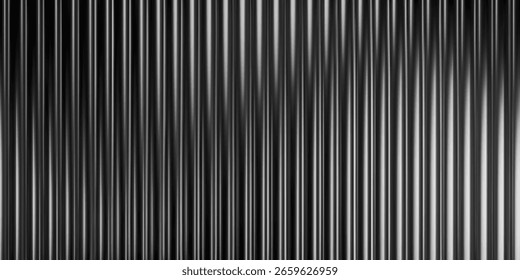 Ribbed glass overlay effect with 3D pattern and transparent gradient background. Abstract corrugated panel with light reflection and glossy texture. Geometric wave pattern for interior designs or eleg