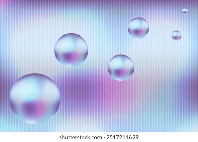 Fundo de textura de vidro com nervuras geométricas Esferas de efeito. Trendy Neon fundo efeito para o site. Ilustração vetorial. 
