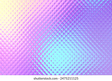 Ribbed glass texture. Blur hologram gradient bg. Pearlescent holograph foil paper noise effect. Refract polycarbonate wall background.