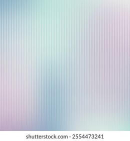 Ribbed Glass Texture Effect blue and violet sky Background with copy space. Frozen ice vertical line stripes pastel wavy gradient banner. Refraction acrylic bath separation blurred wall