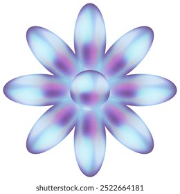 Ribbed Glass texture summer Flower template design isolated transparent background. Neon effect daisy isolate white. Vector illustration for motion design