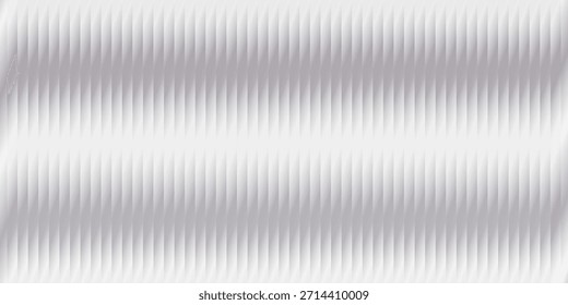Fundo de textura branca com nervuras de vidro com ondas macias, cinzentas, foscas.Em relevo, listrado e mínimo—ideal para superfícies acrílicas ou policarbonato.Vetor painel canelado evoca uma sensação leve, arejada. 
