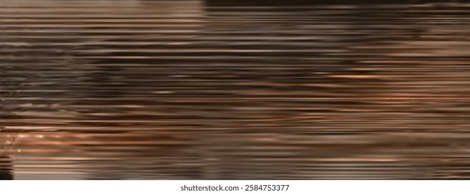 Ribbed gold glass background. Realistic  image of abstract brown glossy surface with horizontal stripes