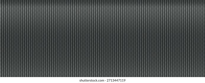 Ribbed, gradient texture of glass. Realistic, vertical lined glass effect isolated on transparent background