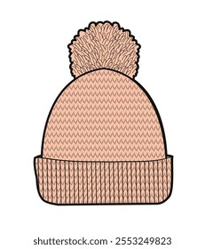 Modelo de vetor de gorro de malha com nervuras ilustração técnica.