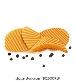 Ribbed potato chips with salt and black pepper.