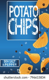 Ribbed potato chips with salt and black pepper.
