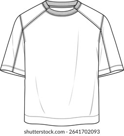 A ribbed, short-sleeve T-shirt with a center front cut and sew detail for a unique, stylish design.