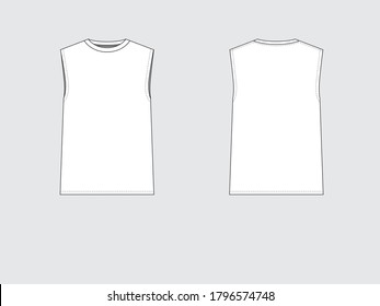 ribbed sleeveless t-shirt, front and back, drawing pattern with vector illustration