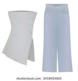 Ribbed t Shirt und Hose. Vektorgrafik