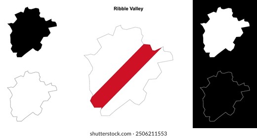 Ribble Valley blank outline map set
