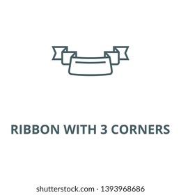 Ribbon with 3 corners vector line icon, linear concept, outline sign, symbol