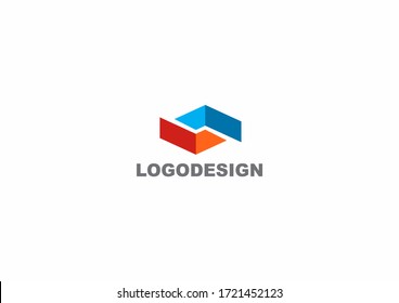 Ribbon 3d shape vector company logo design element