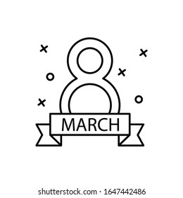Das 8-Mart-Symbol von Band. Einfache Vektorillustration, Rahmenelemente von Frauentag-Symbolen für i und ux, Website oder mobile Anwendungen