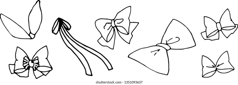 Ribbon. Accessories icon vector. Doodle sketch design. Illustration for posters decoration and print.
