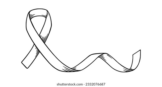 Ribbon for AIDS awareness day. Hope and awareness symbol. Sketch vector illustration isolated in white background