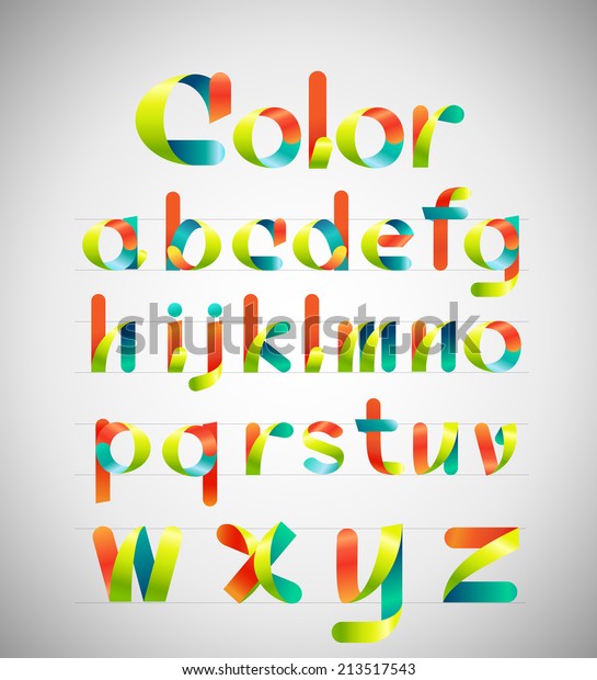 Ribbon Alphabet Colorful Font Lowercase Abcdefghijklmnopqrstuvwxyz Stock Vector Royalty Free