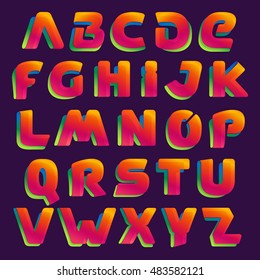 Ribbon alphabet colorful letters set. Font style, vector elements for posters, t-shirts and cards.