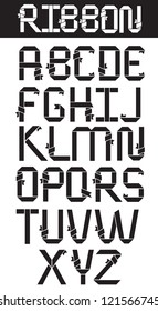 Ribbon Alphabet A through Z Vector no open shapes or paths