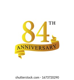 Ribbon anniversary 84th years logo