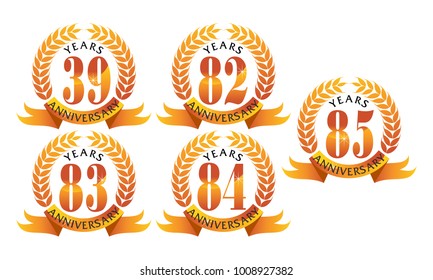 Ribbon Anniversary Leaf Template Set