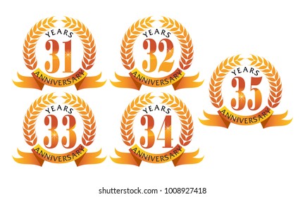Ribbon Anniversary Leaf Template Set