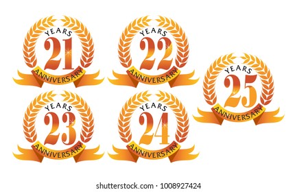 Ribbon Anniversary Leaf Template Set