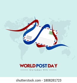 Ribbon around the Envelope vector illustration. Template for World Post Day design.