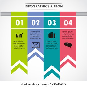Ribbon arrow infographics elements design made from flat rectangle.
