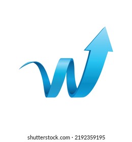 Ribbon Arrow Pointing Upward Represent Growth For Web Browser Logo.