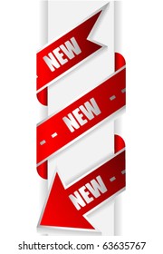 Ribbon with arrow and text new
