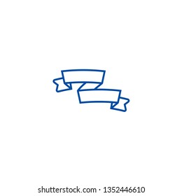 Ribbon assimetric line icon concept. Ribbon assimetric flat  vector symbol, sign, outline illustration.