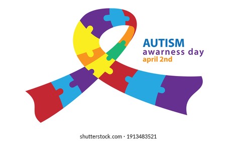 Ribbon autism awareness day can be used for banners, posters, backgrounds, etc.
