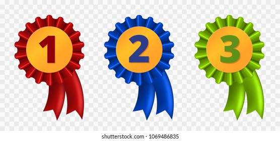 Ribbon award, Three variants - red, blue and green, vector illustration