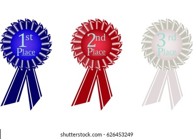 Ribbon awards for first, second and third places