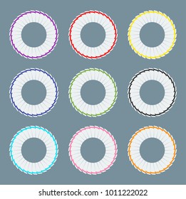 Ribbon awards set. Trophy and reward, competition and victory, success and achievement. Flat vector cartoon illustration. Objects isolated on white background.