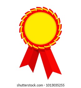 Ribbon awards. Trophy and reward, competition and victory, success and achievement. Flat vector cartoon illustration. Objects isolated on white background.