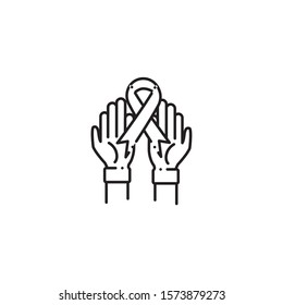 ribbon awareness vote line style icon vector illustration design
