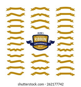 Ribbon Awesomeness - Big Set of Ribbon Shapes. Collection of vintage vector design elements for creating great retro logos badges labels etc. Pack of well executed elegant symmetrical figures. Vol. 1